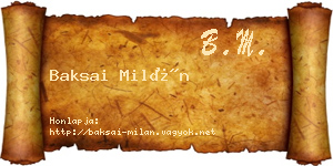 Baksai Milán névjegykártya