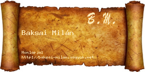Baksai Milán névjegykártya